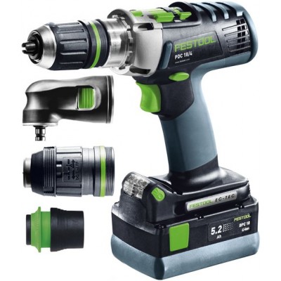 Festool Akumulátorový příklepový vrtací šroubovák PDC 18/4 Li 5,2-Set XL QUADRIVE Vrtání a šroubování