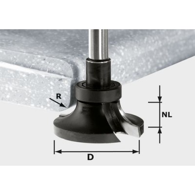 Festool Zaoblovací fréza HW stopka 12 mm HW R19/D70BN ss S12 Stopkové frézy - D12mm pro obrábění polymerových materiálů