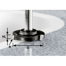 Festool Zarovnávací fréza HW stopka 12 mm HW D 52/R1ss S12 Stopkové frézy - D12mm pro obrábění polymerových materiálů