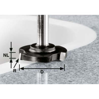 Festool Zarovnávací fréza HW stopka 12 mm HW D 52/R1ss S12 Stopkové frézy - D12mm pro obrábění polymerových materiálů